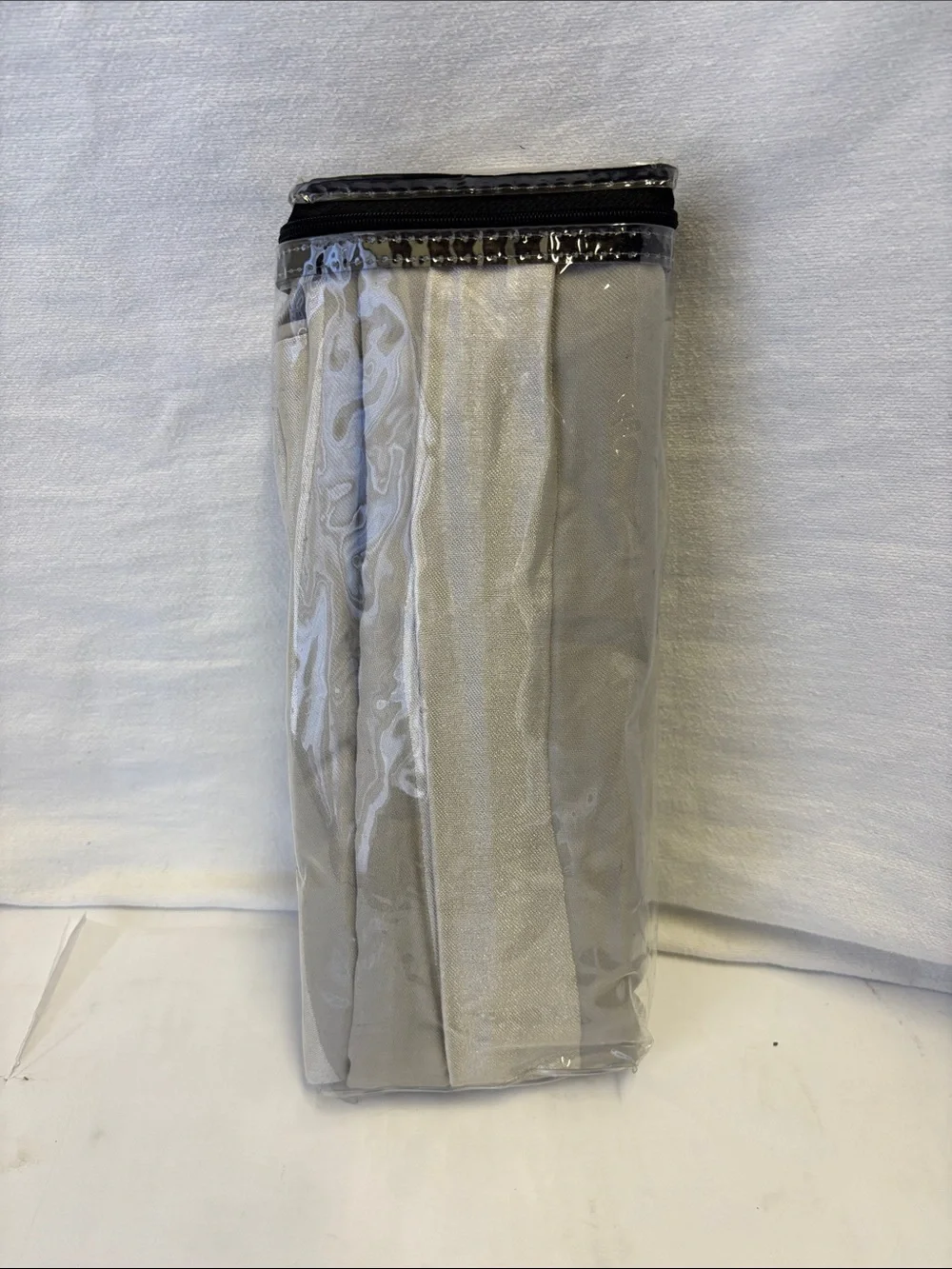NWOT Donna Karan Tidal Collection Pleated Stripe Silver King Pillow Sham
